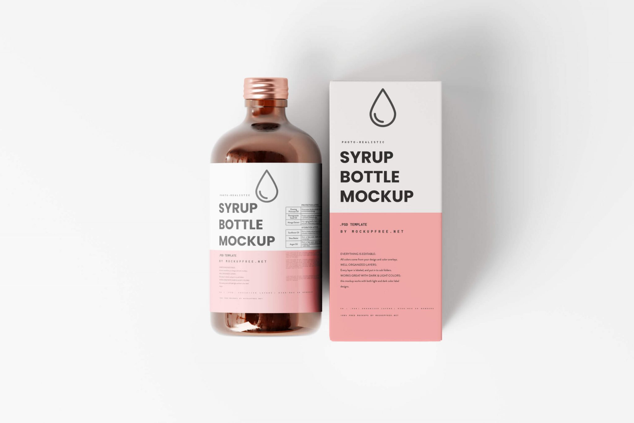 Free Syrup Bottle And Packaging Box Mockups Set Free Package Mockups