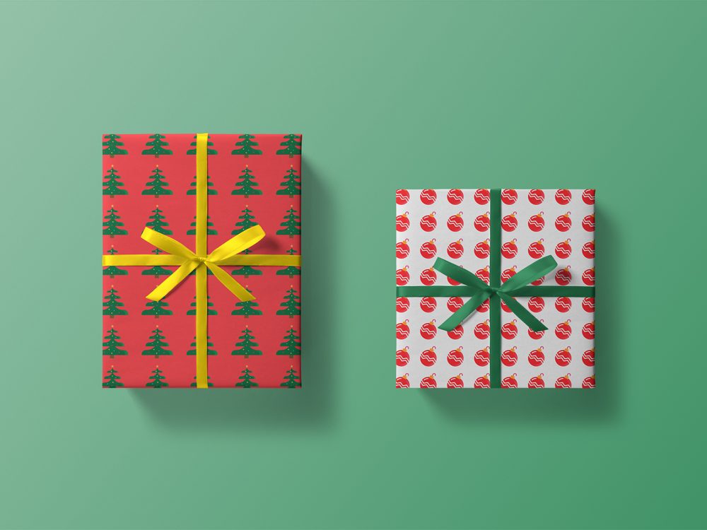 Christmas Gift Wrapped Box Mockup Free Package Mockups