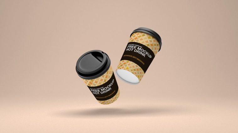 Download Floating Paper Cup With Lid Packaging Mockup Free Package Mockups