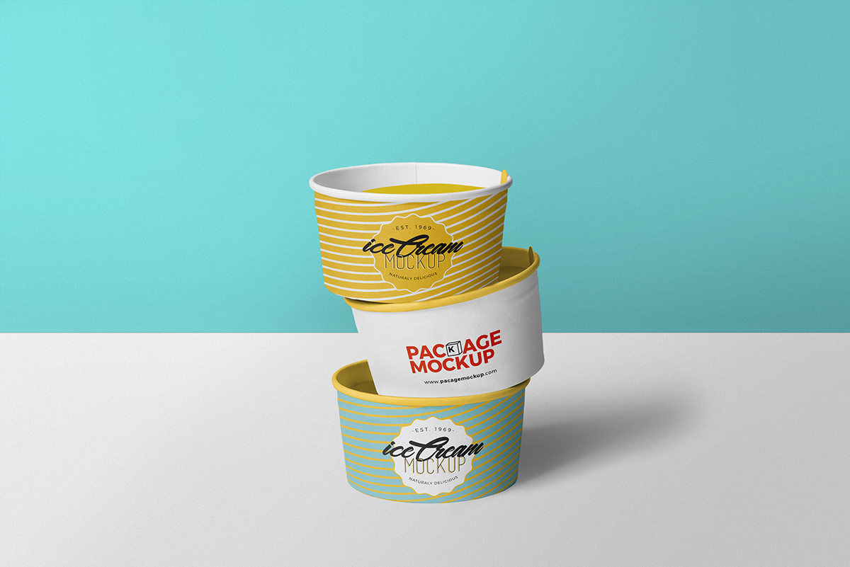 Download Ice Cream Paper Cups Packaging Mockup Free Package Mockups PSD Mockup Templates