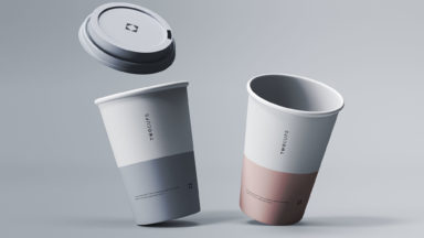 Floating Paper Cup with Lid Packaging Mockup - Free Package Mockups