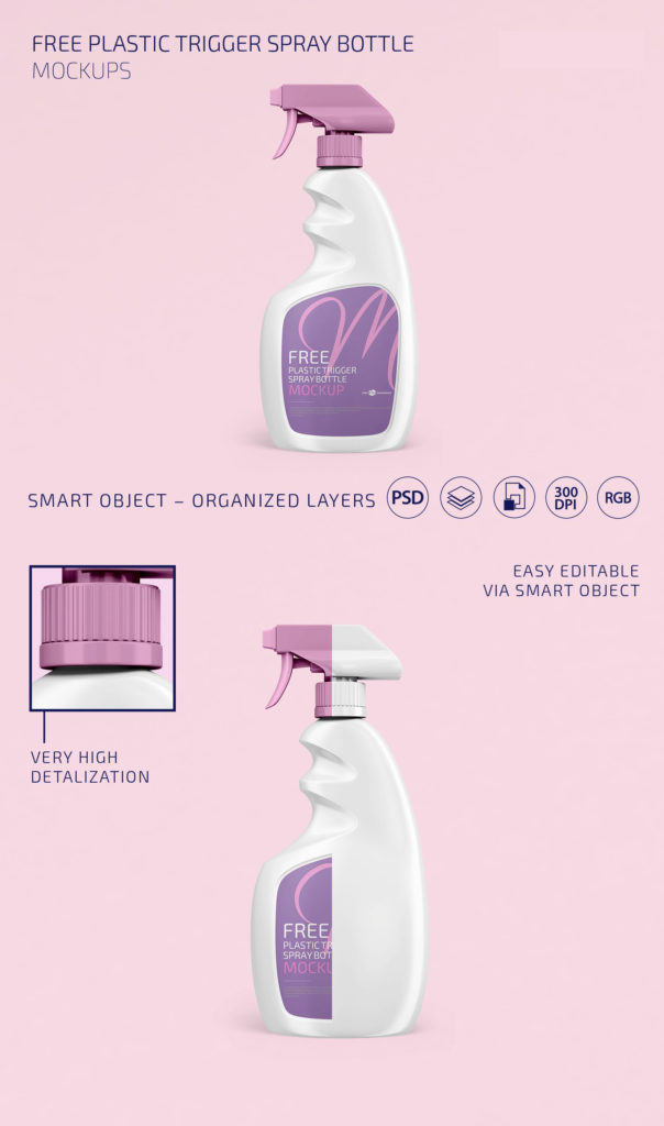 Plastic Trigger Spray Bottle Mockup   Free Package Mockups