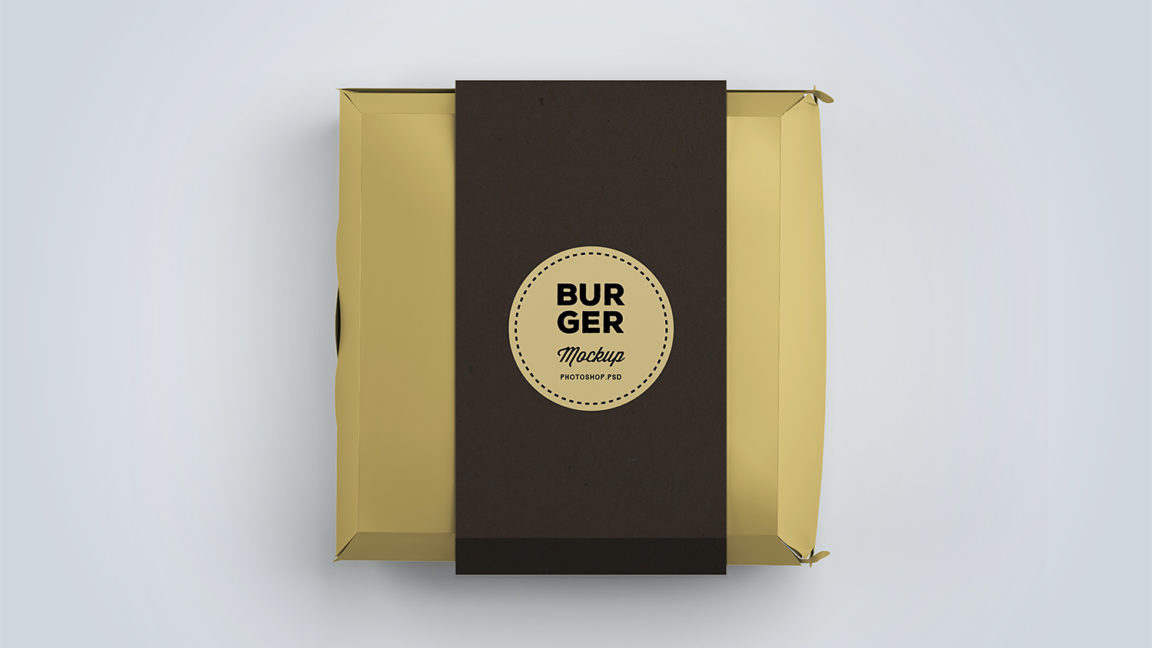 Top View of a Square Burger Packing Box Mockup free - Free Package Mockups