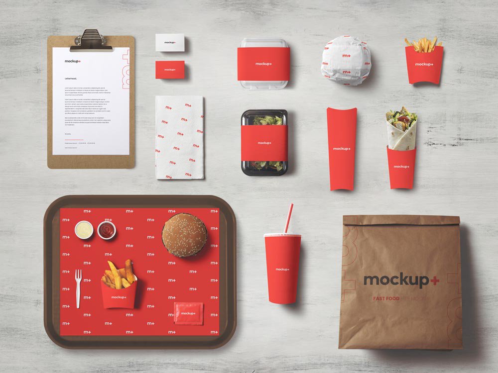 Download Free Fast Food Brand Identity Mockup Free Package Mockups PSD Mockup Templates