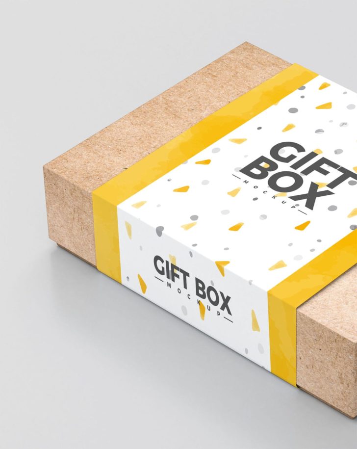 Free Craft Paper Gift Box Mockup - Free Package Mockups