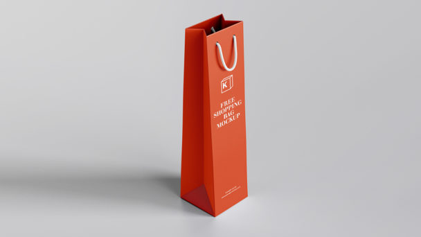 Matte Finish Rich Quality Bottle Shopping Bag Mockup - Package Mockups