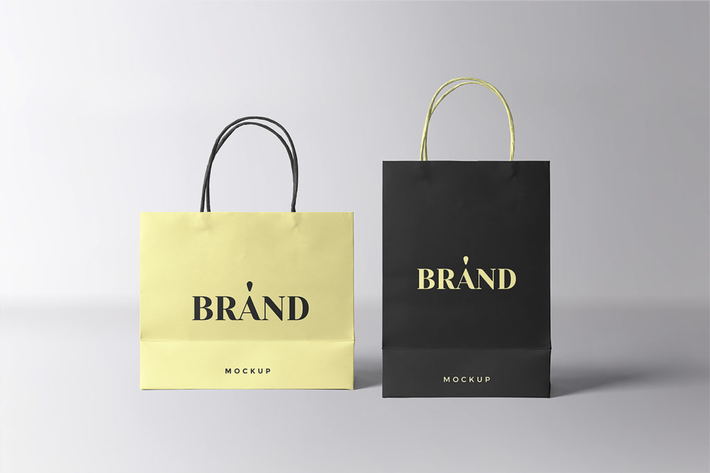 Free 2 Paper Shopping Bags Mockup - Free Package Mockups