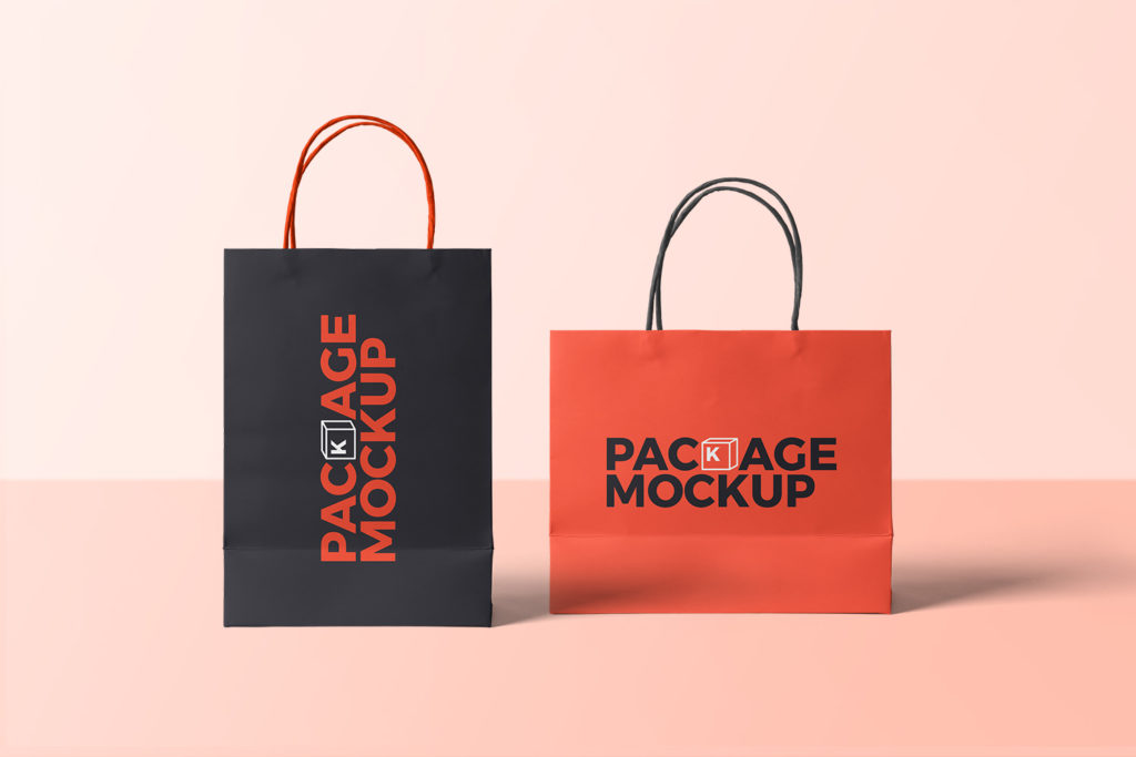 Free 2 Paper Shopping Bags Mockup   Free Package Mockups