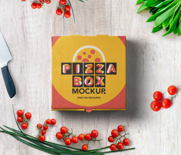 Download Top View Pizza Box Packaging Mockup Free Package Mockups PSD Mockup Templates