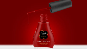 Glossy Nail Polish Bottle Mockup - Front View Easy Edited