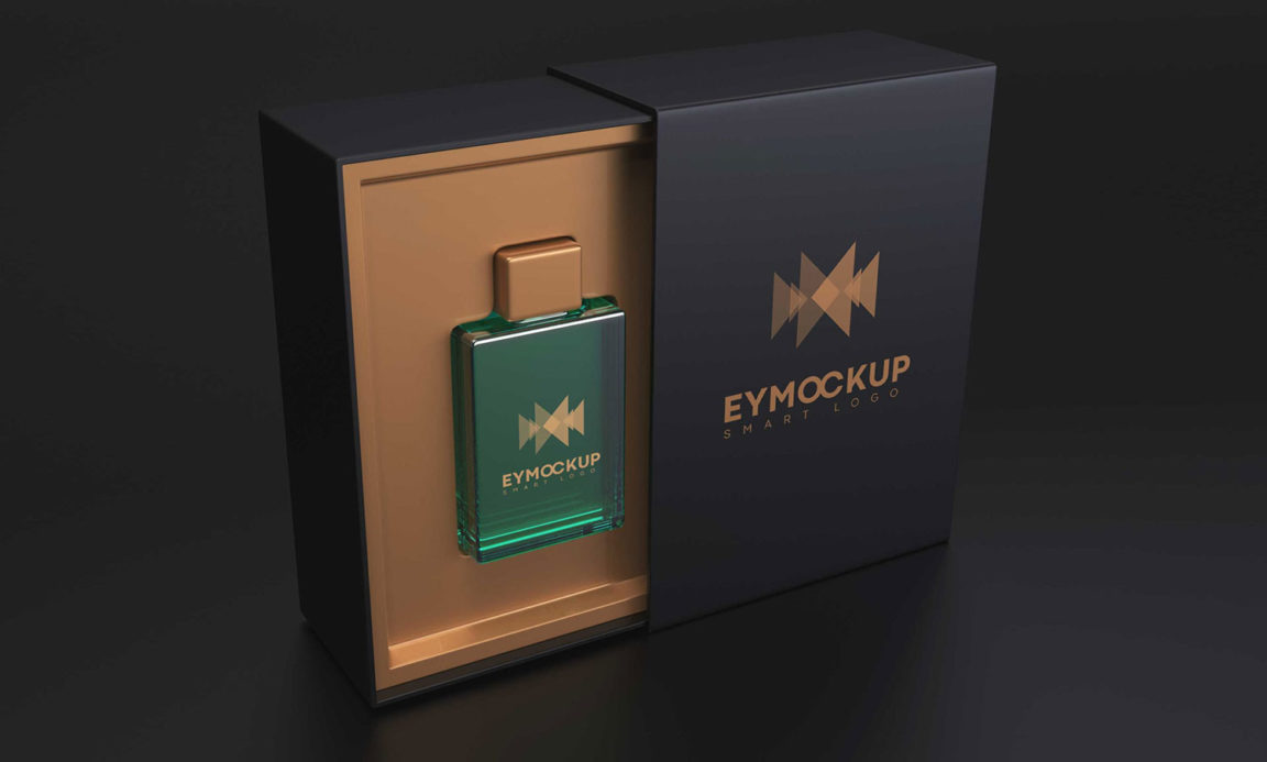 Free Chikao Perfume Branding Box + Bottle Mockup - Package Mockups