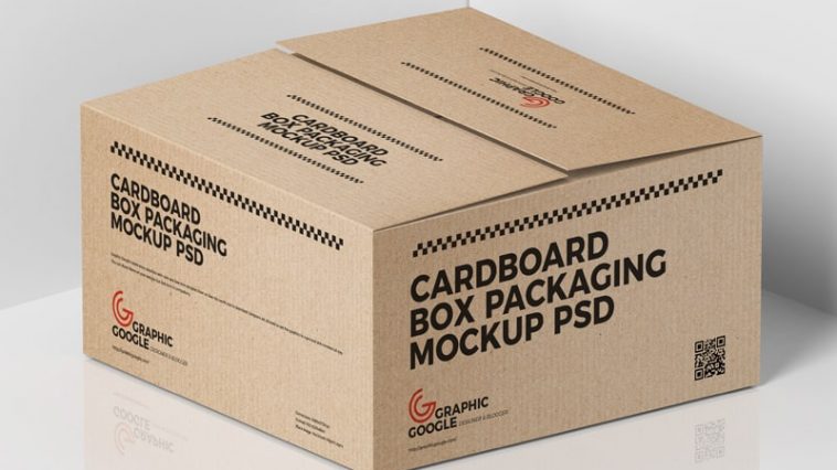 Free Cardboard Shipping Box Mockup - Free Package Mockups