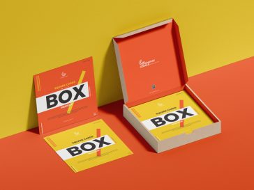 Free Cardboard Box Mockup with Square Mockup - Free Package Mockups