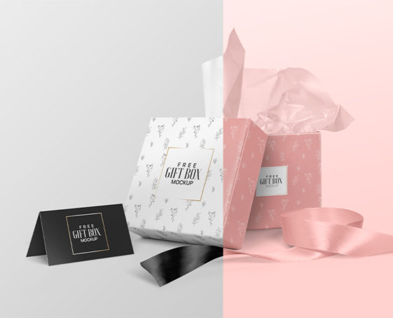 Free Square Open Gift Box Mockup - Free Package Mockups