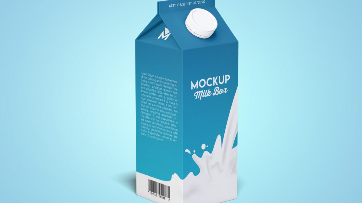 Free Milk Box Mockup - Packaging Mockup - Free Package Mockups