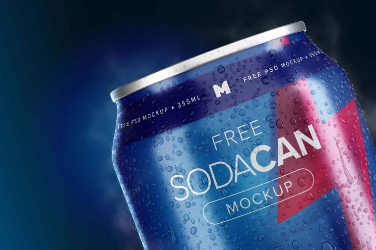 Download Free Chilled Soda Can Mockup For Branding Scene Free Package Mockups PSD Mockup Templates