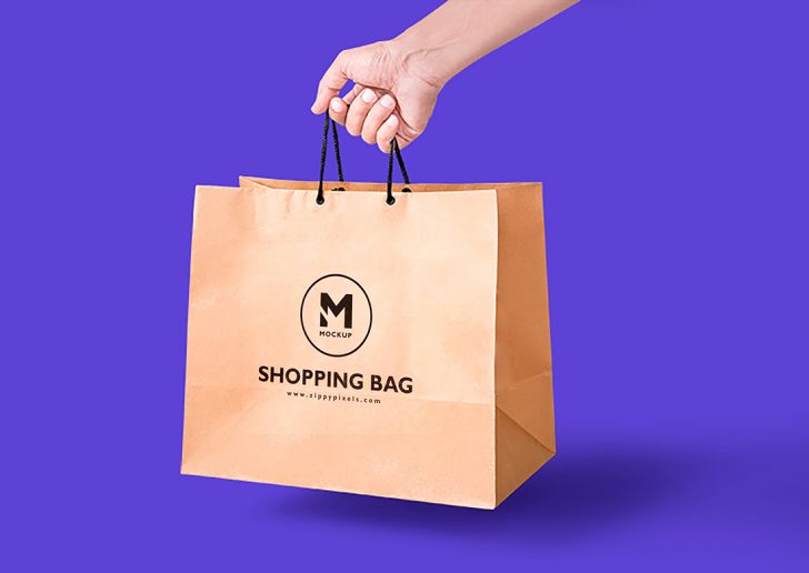 Handheld Brown Craft Paper Bag Mockup - Free Package Mockups