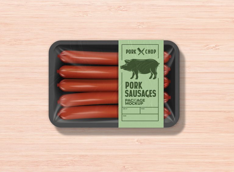 Free Sausage Meat Packaging Tray Mockup - Free Package Mockups