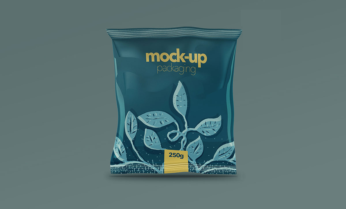 Download Small Square 250g Snack Packet Mockup Free Package Mockups