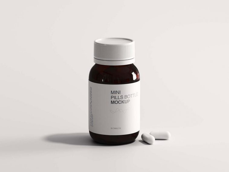 Download Mini Pills Bottle Mockup Free Package Mockups