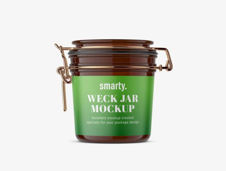 Download Amber Glass Weck Jar Mockup Package Mockups