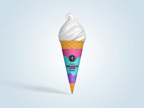 Free Cone Ice Cream Package Wrapper Mockup - Free Package Mockups
