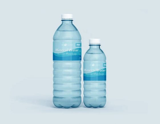 Two size Mineral Water Bottle 3 Mockup set - Free Package Mockups