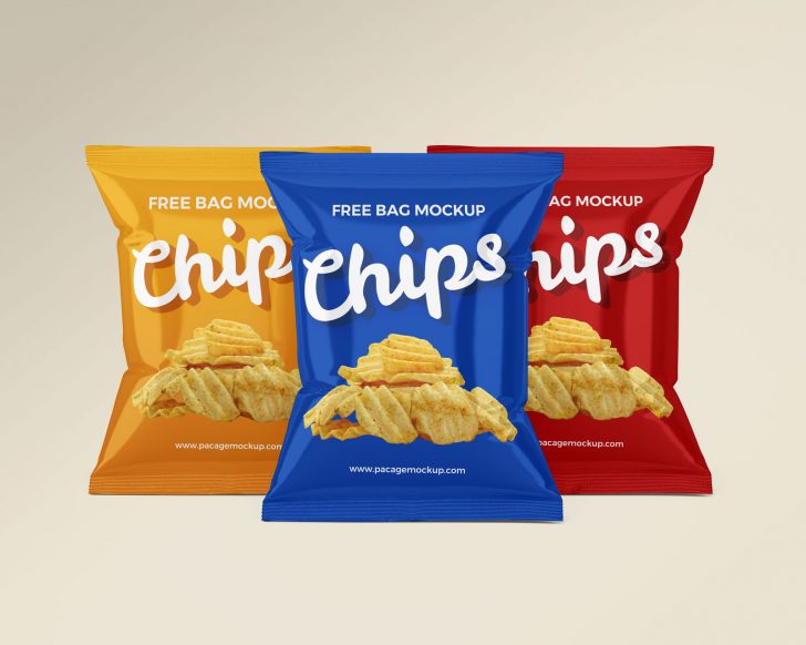 Small Chips / Snacks Packet Mockup Set - Free Package Mockups