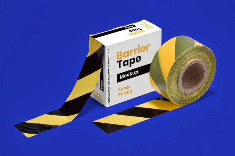 Download Free Barrier Tape Package Box Mockup Free Package Mockups Yellowimages Mockups