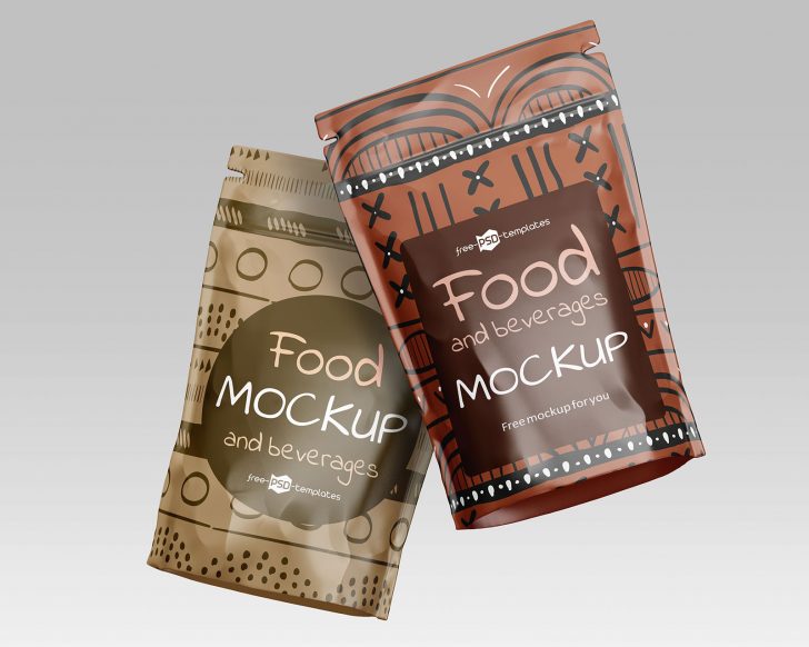 Free Stand-up Pouch Food Packaging Mockup Set - Free Package Mockups