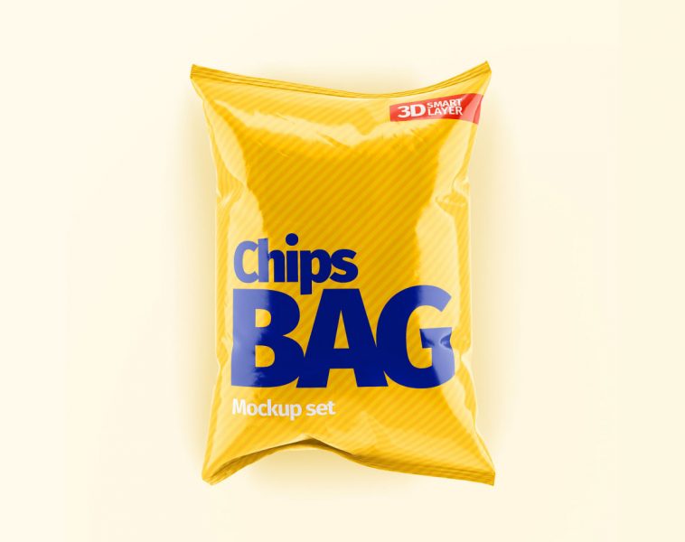 Download Chips Bag Snack Packet Mockup Glossy Matt Free Package Mockups