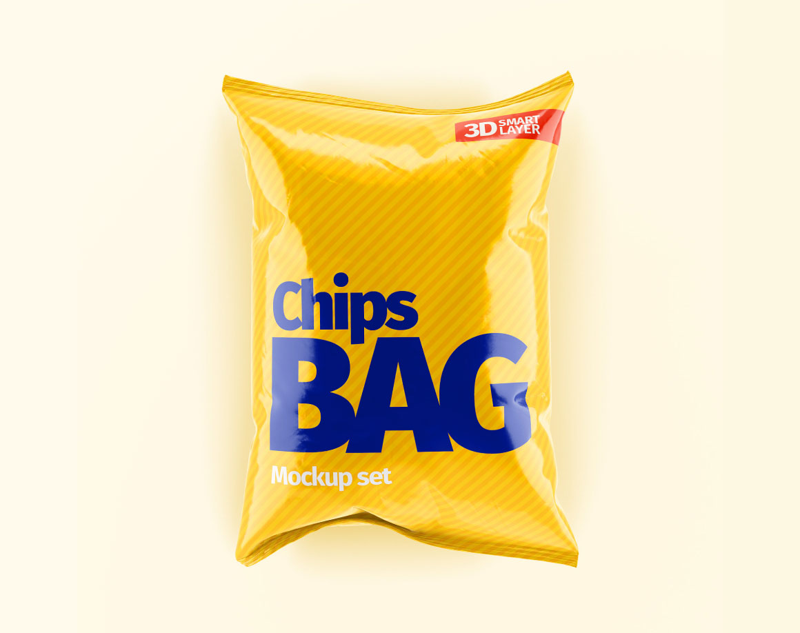 Download Chips Bag Snack Packet Mockup Glossy Matt Free Package Mockups