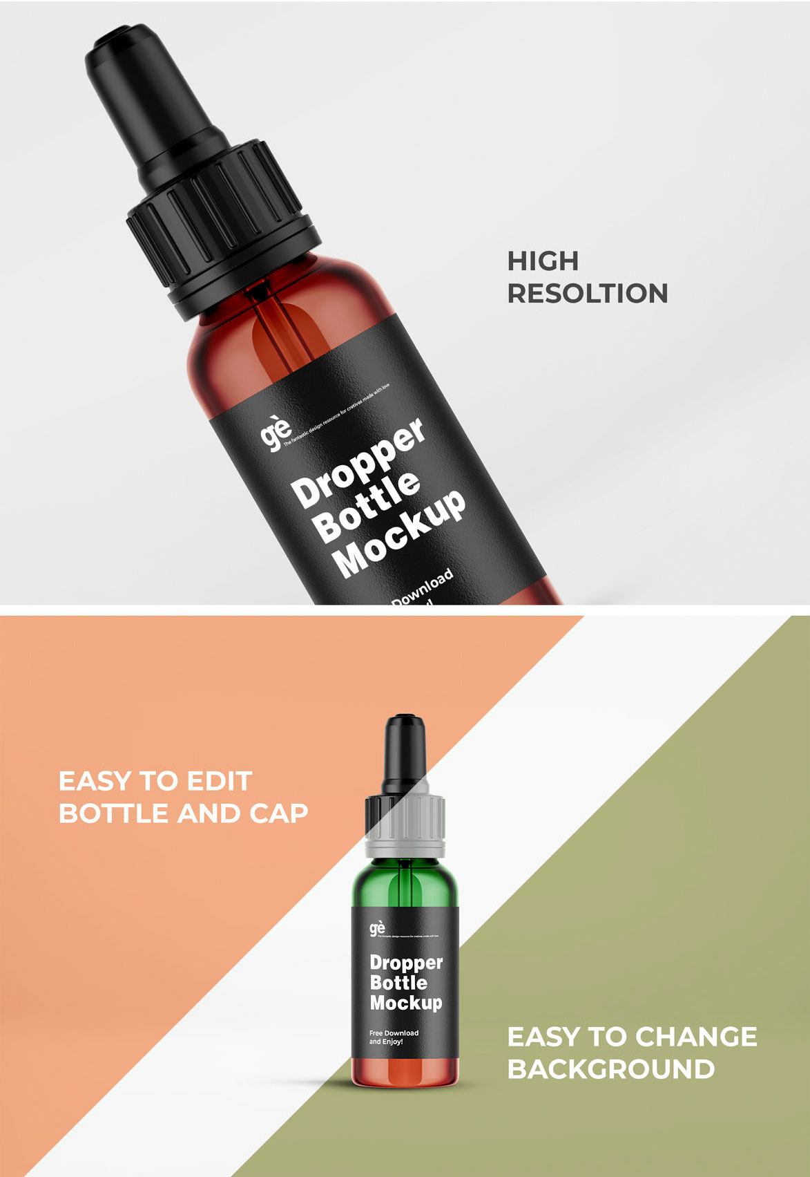 Download Free Amber Glass Small Dropper Bottle Mockup Free Package Mockups