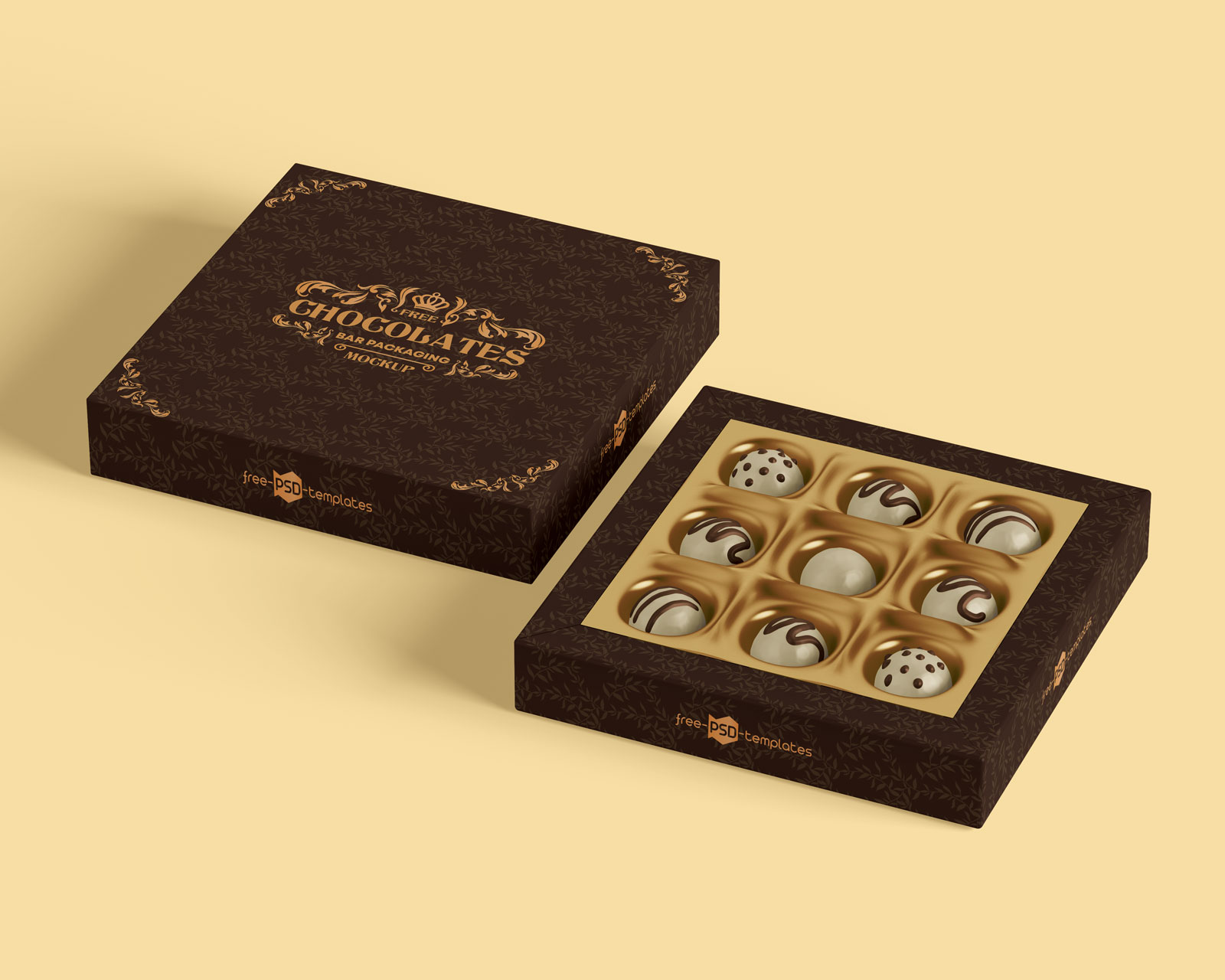 Download Free Luxury Chocolate Packaging Gift Box Mockup Free Package Mockups