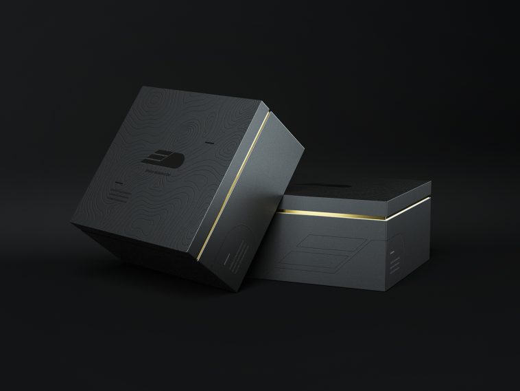 Download Free Dark Square Product Packaging Box Mockup Psd