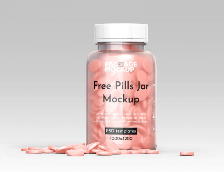 3 Free Transparent Pill Jar / Plastic Bottle Mockup - Package Mockups