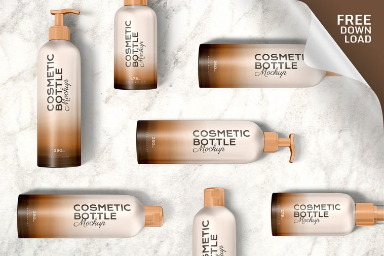 Download 250ml Cosmetics Bottles Mockup Package Mockups