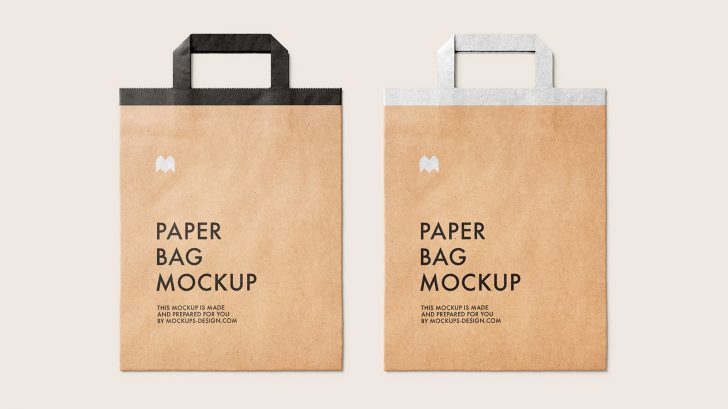 Free Paper Bag Logo Mockup Top view - Free Package Mockups