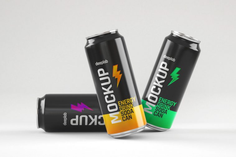 Download 3 Free Glossy Slim Soda Can Mockup Set Free Package Mockups