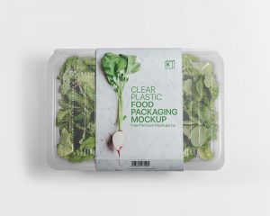 Salad and Veggie Packaging Clear Plastic Container Mockup - Package Mockups