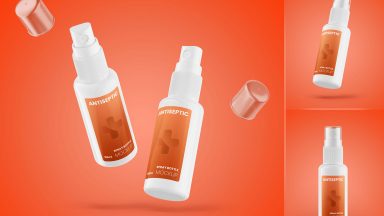 Spray Bottle and Packaging Box Mockup - Free Package Mockups