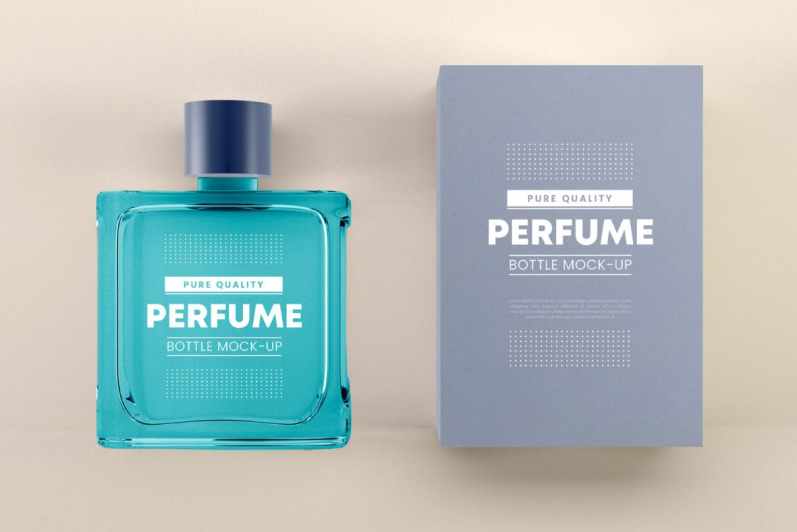 Free Perfume Bottle and Packaging Box Mockup - Free Package Mockups