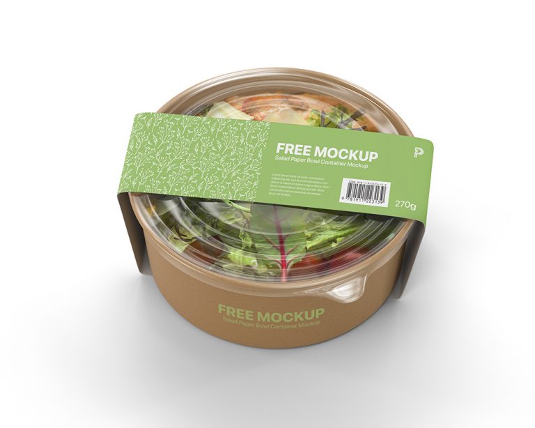 Free Salad Paper Bowl Container Mockup - Free Package Mockups