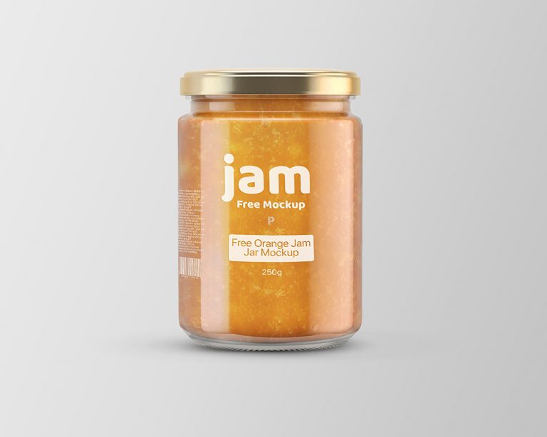 Free Orange Jam Jar Mockup - Free Package Mockups