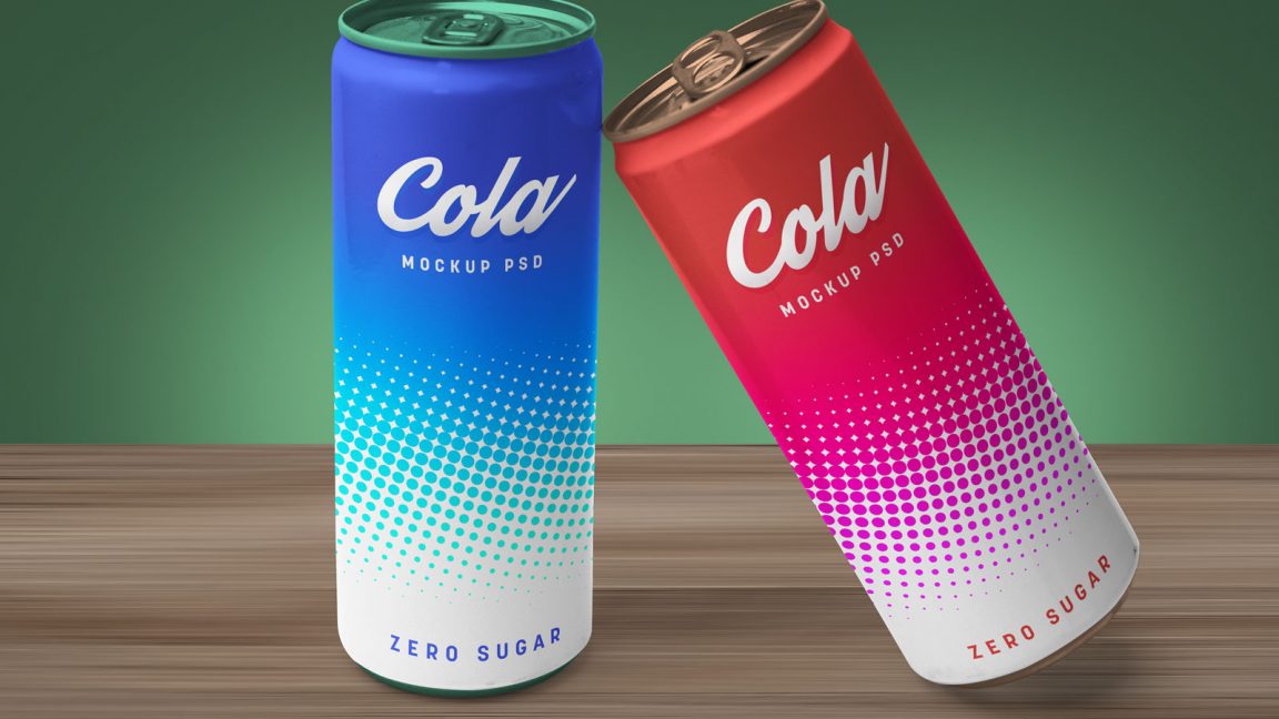 3 Free Glossy Slim Soda Can Mockup Set - Free Package Mockups