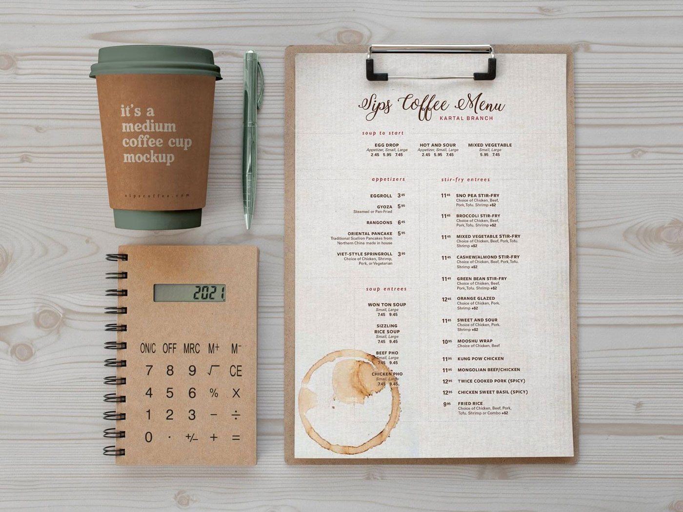 Cafe menu card mockup and deals coffee cup mockup free psd