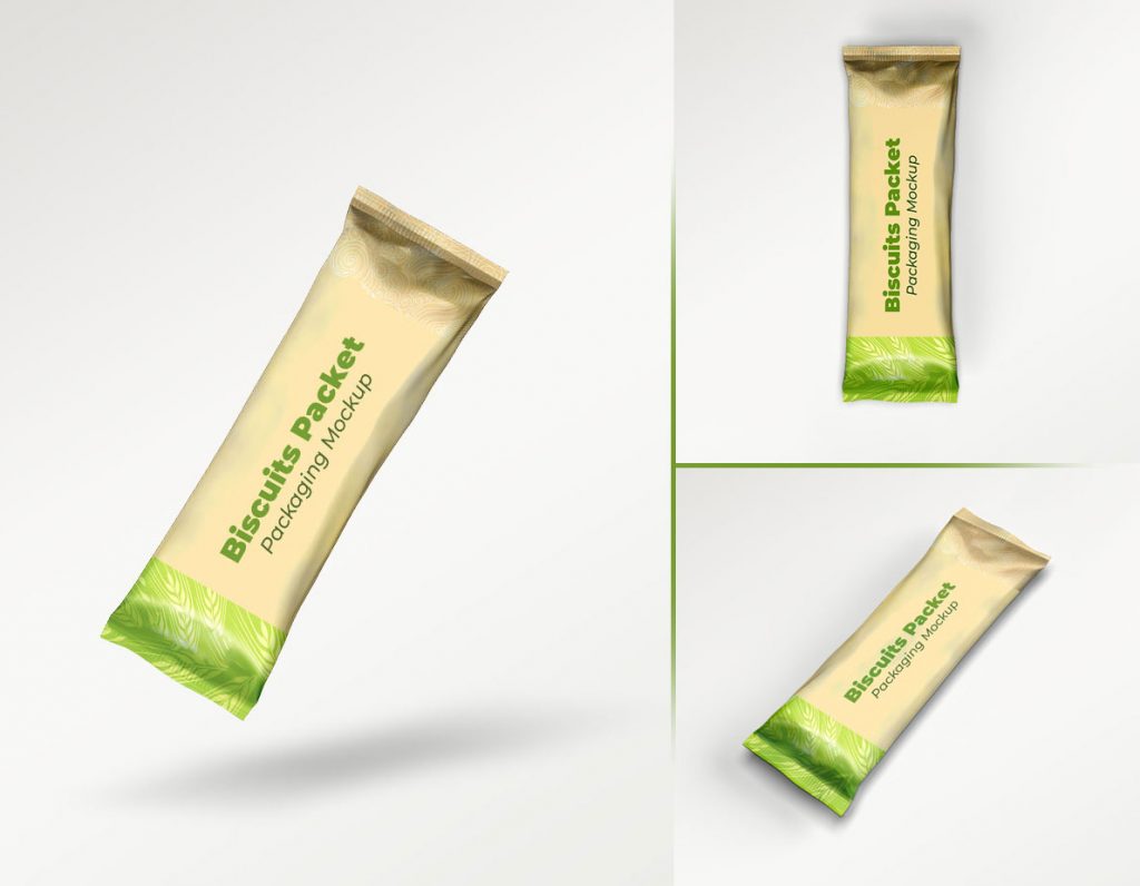 Free Biscuits Packet Packaging Mockup set - Free Package Mockups