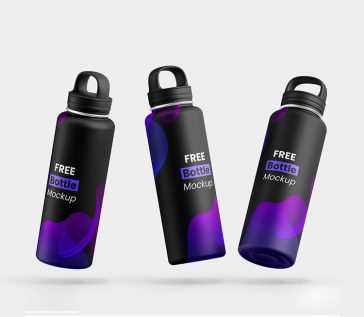 3 Free Realistic Steel Water Bottle Mockup set - Free Package Mockups