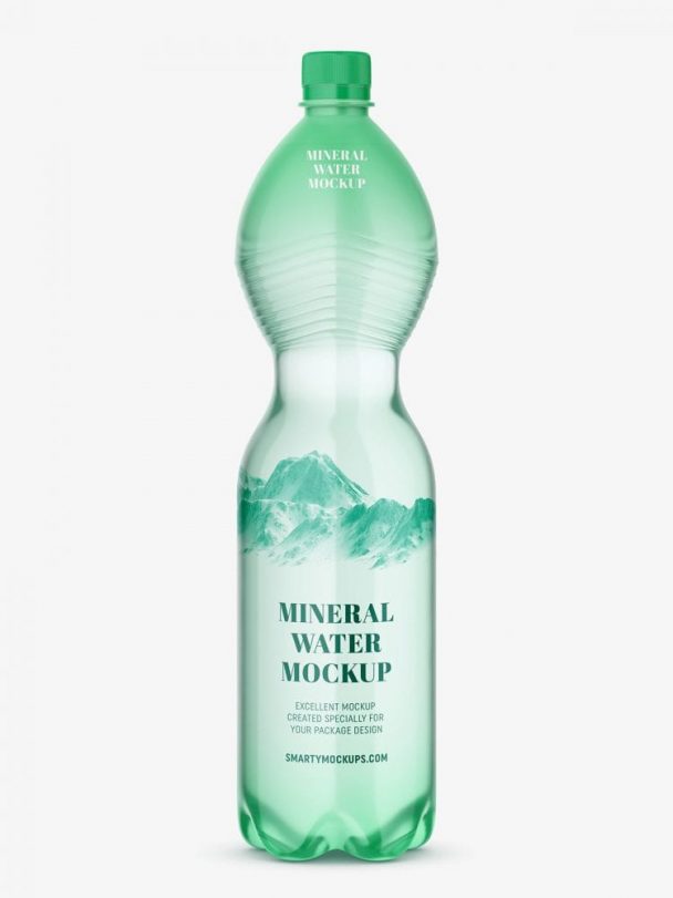 Free Shaped 1 Liter Mineral Water Bottle Mockup - Free Package Mockups