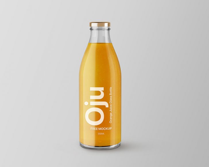 Free Orange Juice Glass Bottle Mockup - Free Package Mockups